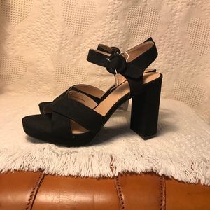 SOLD New Day Suede Chunky Black Heels